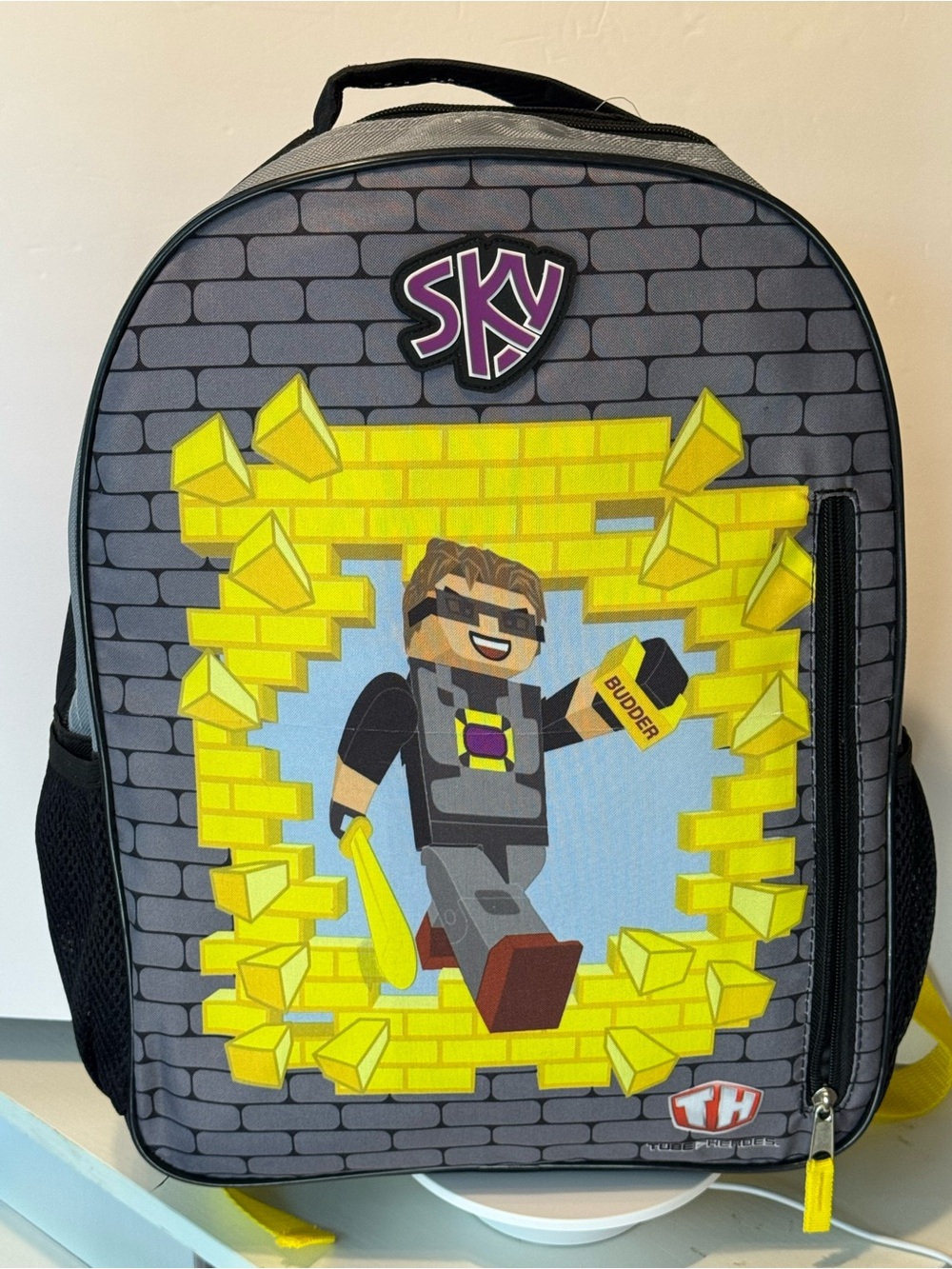 SKY True Heroes Kids Yellow, black & Gray Character Backpack, NWT